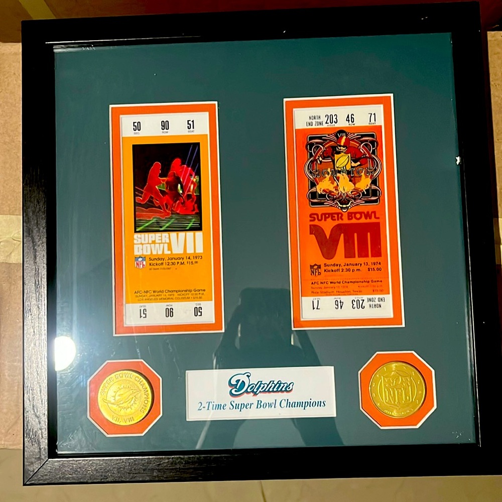 Highland Mint Miami Dolphins Super Bowl Ticket Collection Wall Frame